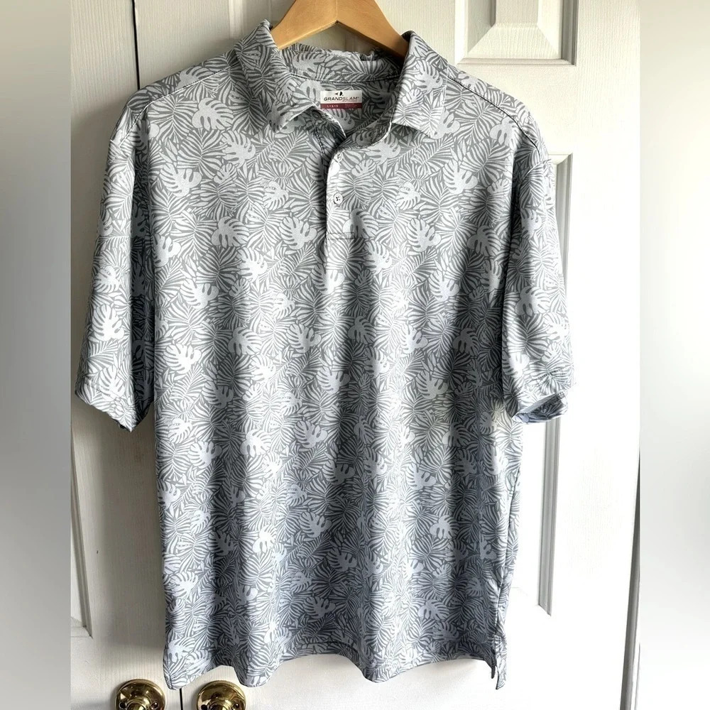 Grand Slam Hawaiian print Polo Golf shirt. Size L